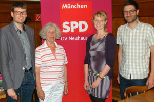 Der neue engere Vorstand der Neuhauser SPD: (v.l.) Jörn Retterath, Apollonia Pramberger, Anna Lena Mühlhäuser und Sebastian Thunich.